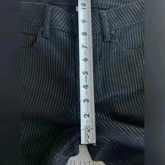 Paige Black Textured Stripe Mid Rise Crop 27” Inseam Skinny Jeans Size 28 - Picture 4 of 10